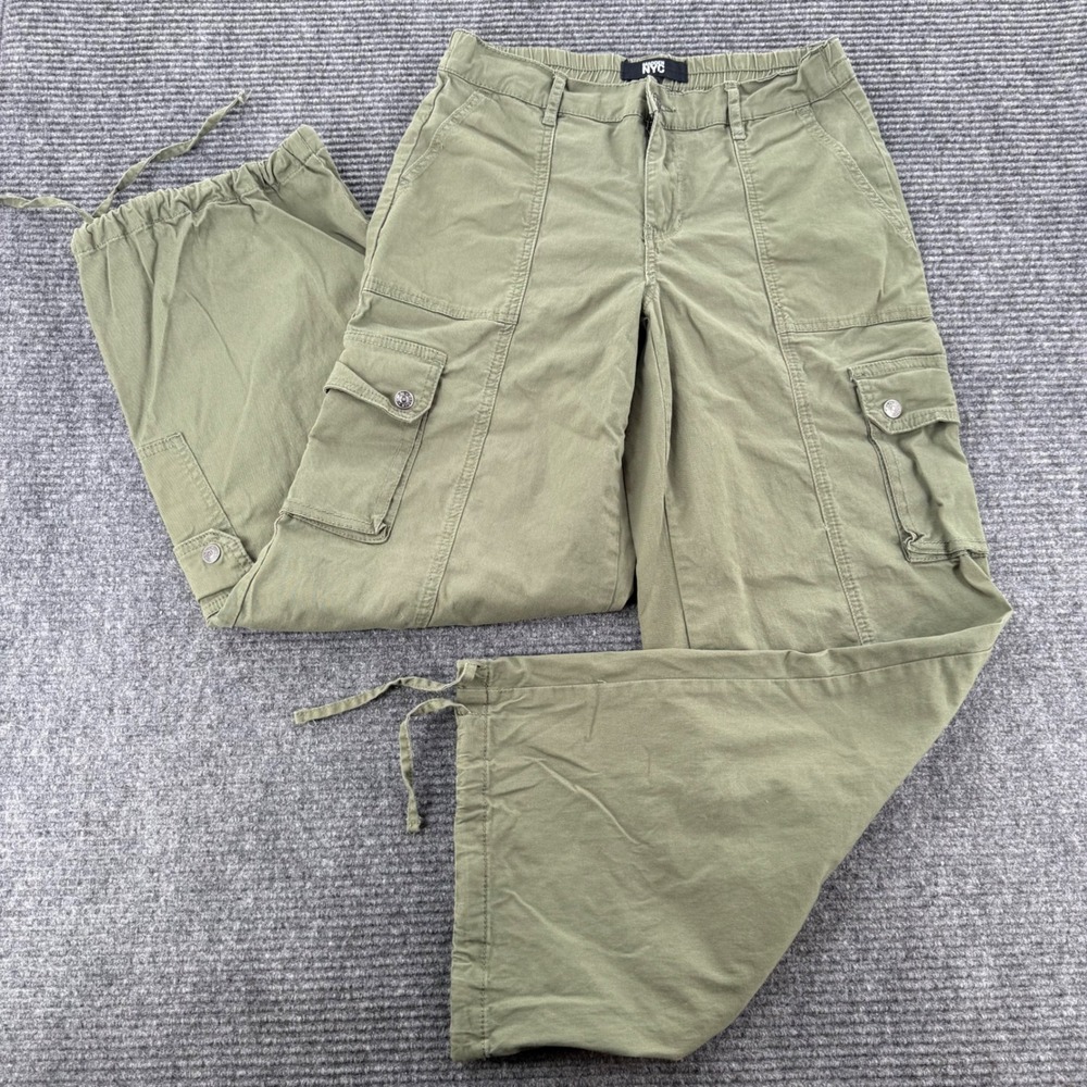 Madden NYC Womens Small Green Cargo Pants Adjustable Drawstring Hem Utility